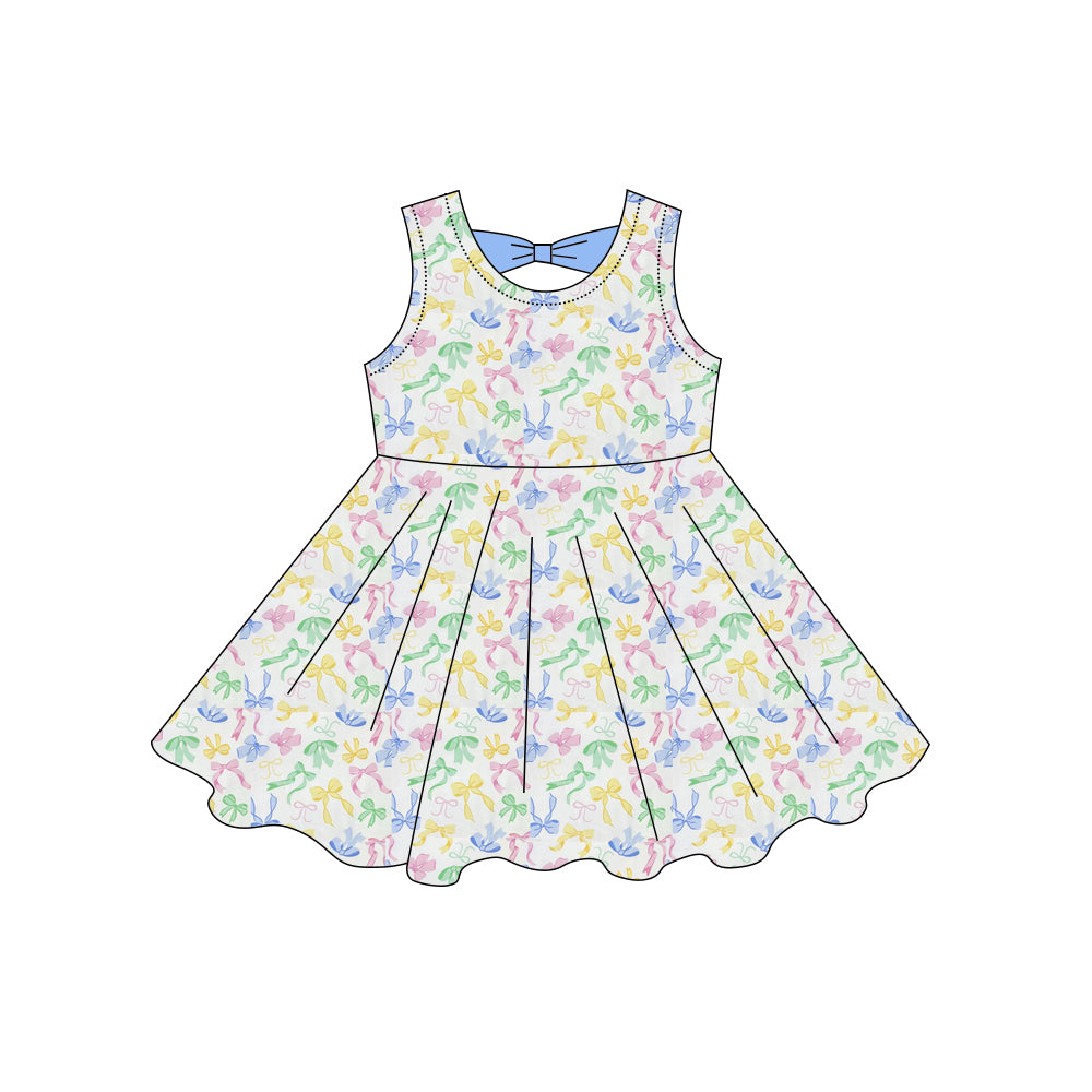 preorder GSD3858 Colorful Bows Sleeveless Girls Dress