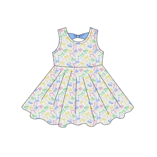 preorder GSD3858 Colorful Bows Sleeveless Girls Dress