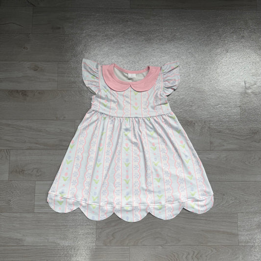 preorder Samples GSD3867 Scallop Flowers Flutter Sleeve Girls Dress