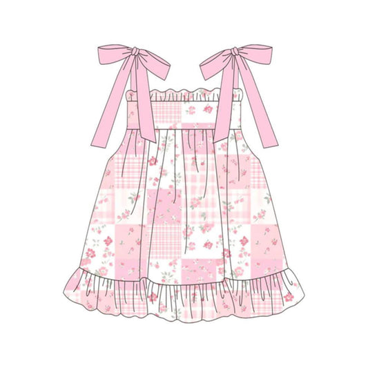 preorder GSD3868 Pink Flowers Sleeveless Girls Dress