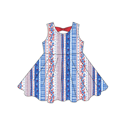 preorder GSD3872 July 4th Flowers Sleeveless Girls Dress