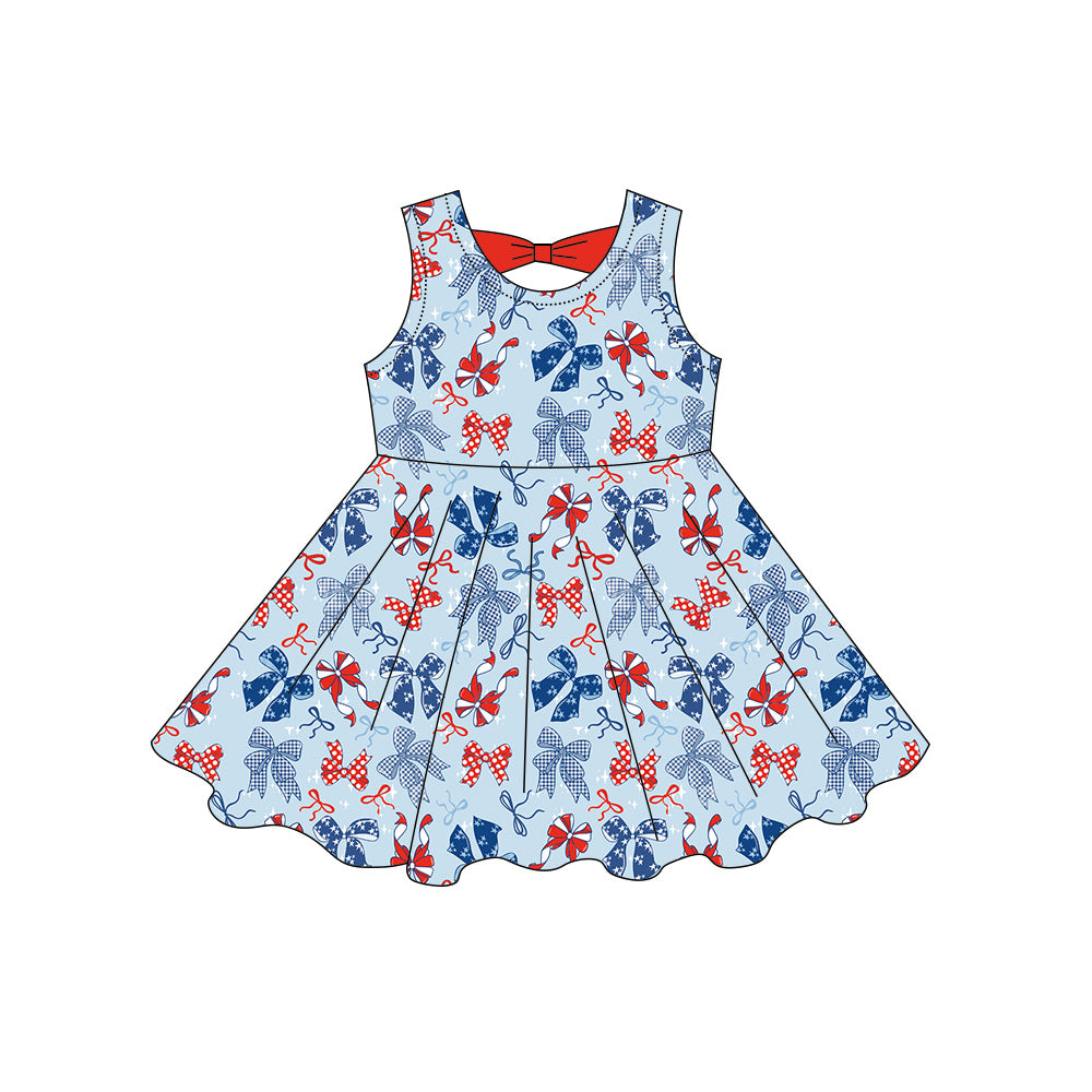 preorder GSD3873 July 4th Bows Sleeveless Girls Dress