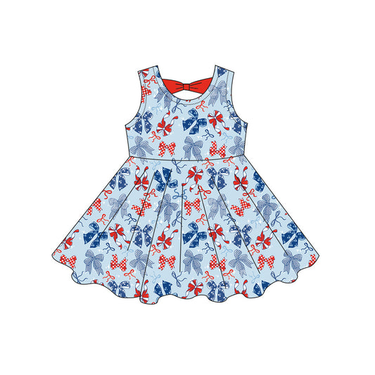 preorder GSD3873 July 4th Bows Sleeveless Girls Dress
