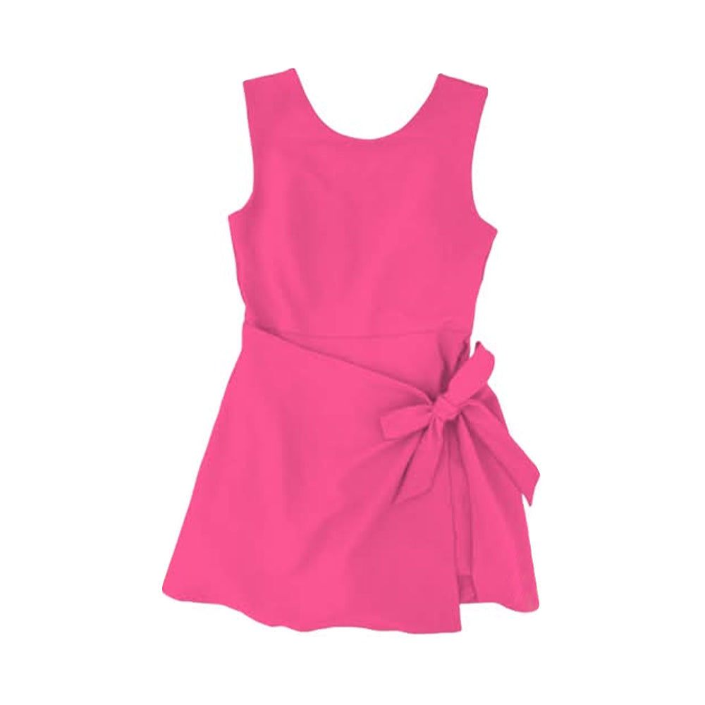 preorder GSD3818 Solid Color Hot Pink Sleeveless Skorts Girls Dress