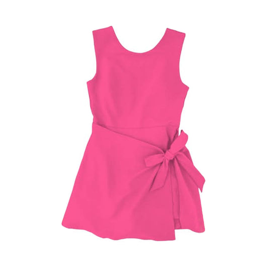 preorder GSD3818 Solid Color Hot Pink Sleeveless Skorts Girls Dress