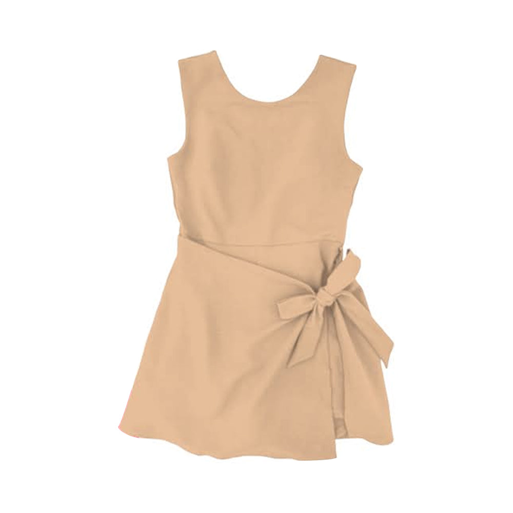 preorder GSD3879 Solid Color Khaki Sleeveless Skorts Girls Dress