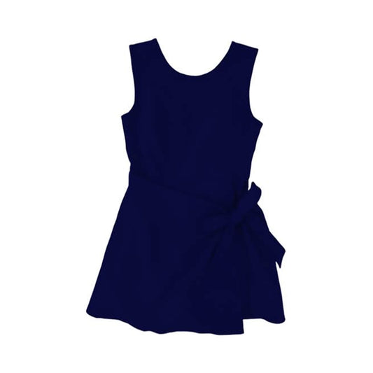 preorder GSD3880 Solid Color Navy Blue Sleeveless Skorts Girls Dress
