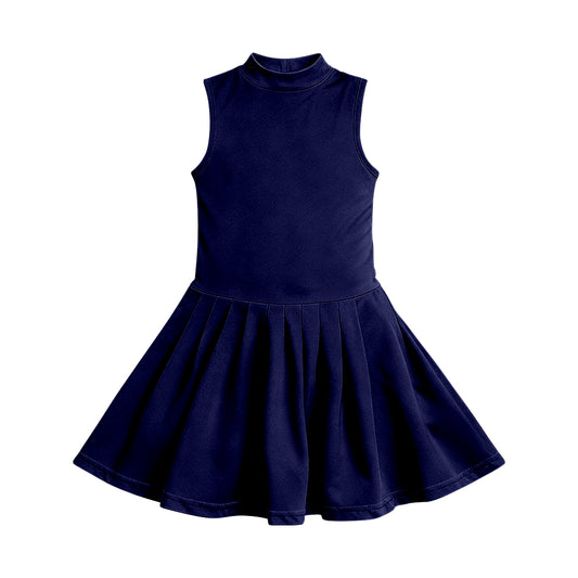 preorder GSD3890 Solid Color Navy Blue Sleeveless Skorts Girls Dress