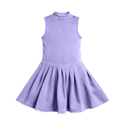 preorder GSD3891 Solid Color Purple Sleeveless Skorts Girls Dress