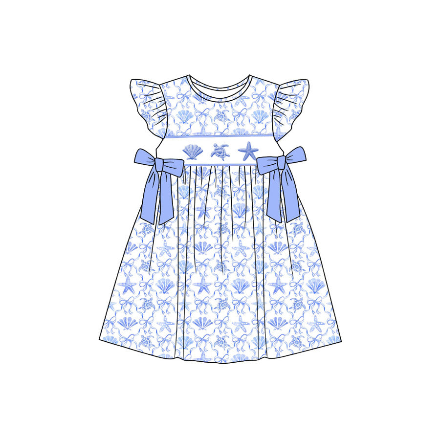 preorder GSD3893 Shell Turtle Shell Flutter Sleeve Girls Dress