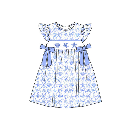 preorder GSD3893 Shell Turtle Shell Flutter Sleeve Girls Dress