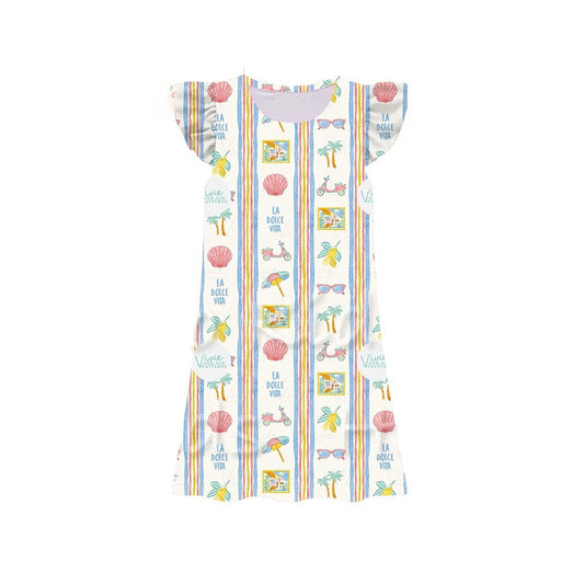 preorder GSD3896 Shell Lemon Flutter Sleeve Girls Dress
