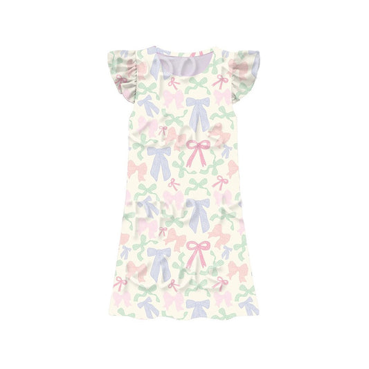 preorder GSD3897 Colorful Bows Flutter Sleeve Girls Dress