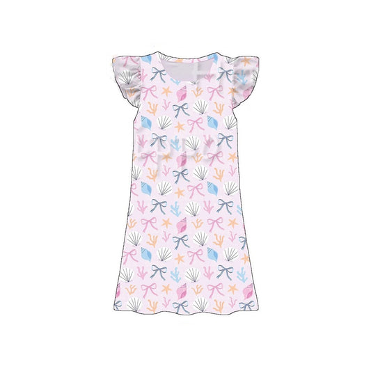 preorder GSD3901 Bows Pink Flutter Sleeve Girls Dress
