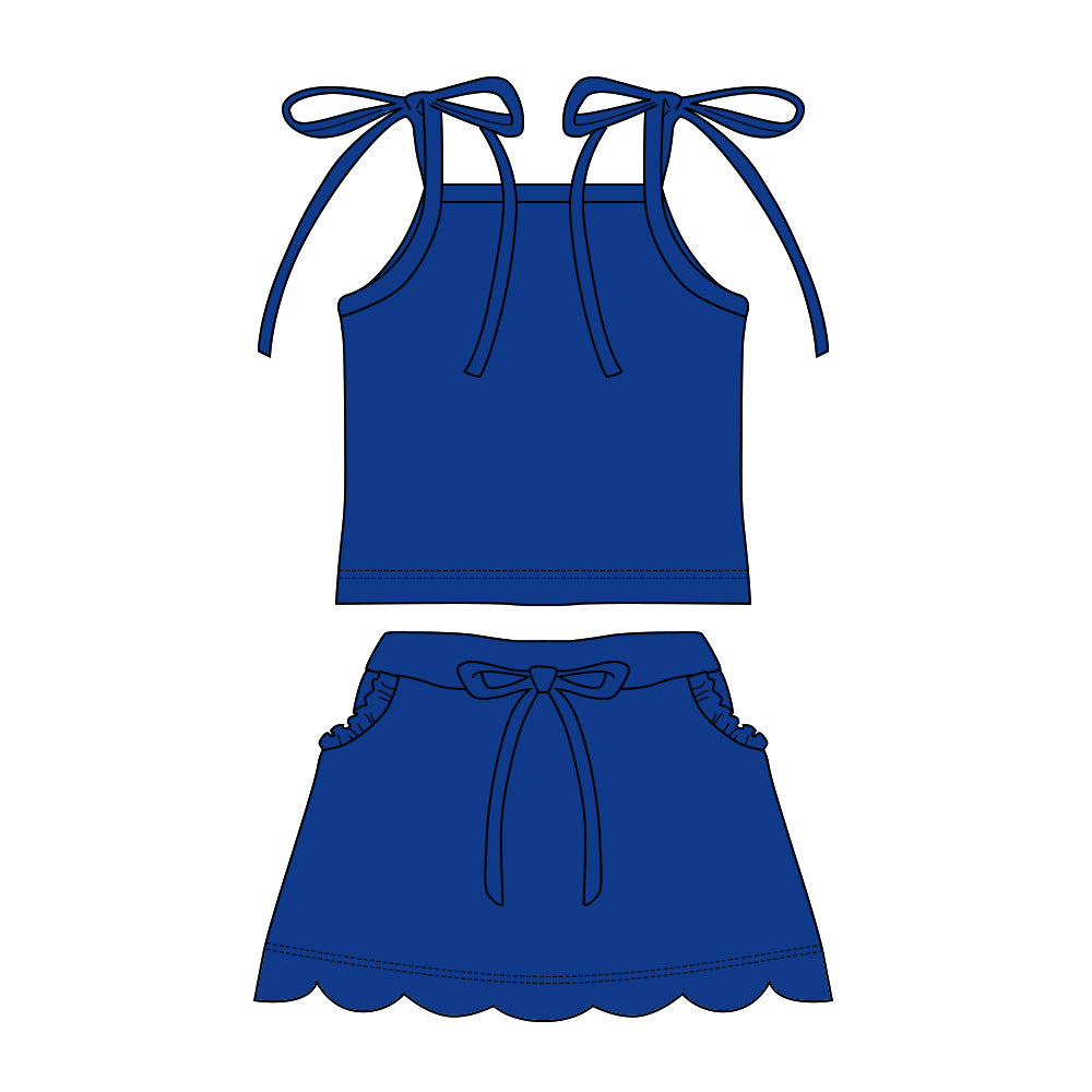 preorder GSD3912 Solid Color Navy Blue Skorts Girls Set