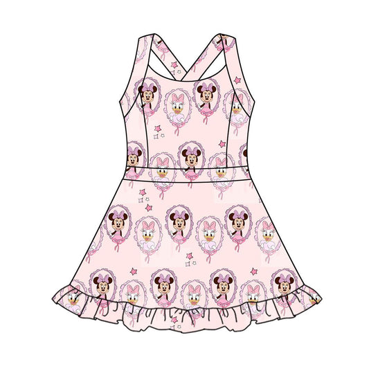 Preprder GSD3915 Yoga Cartoon M Pink Skorts Girls Dress