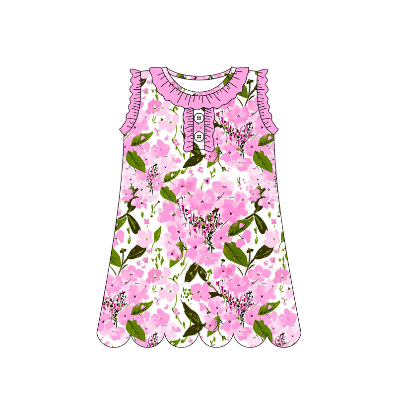preorder GSD3917 Pink Flowers Sleeveless Girls Dress