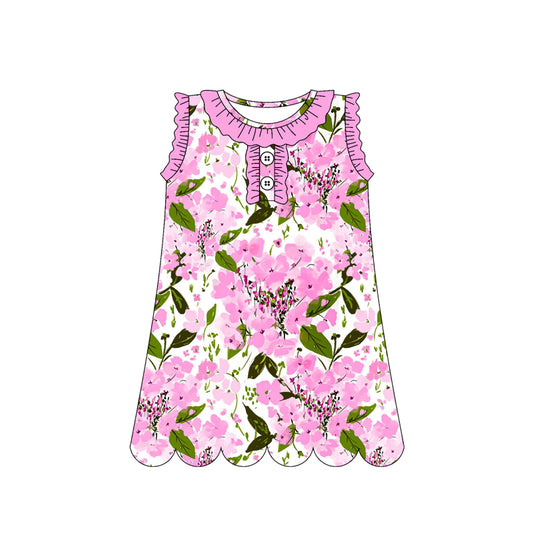 preorder GSD3917 Pink Flowers Sleeveless Girls Dress