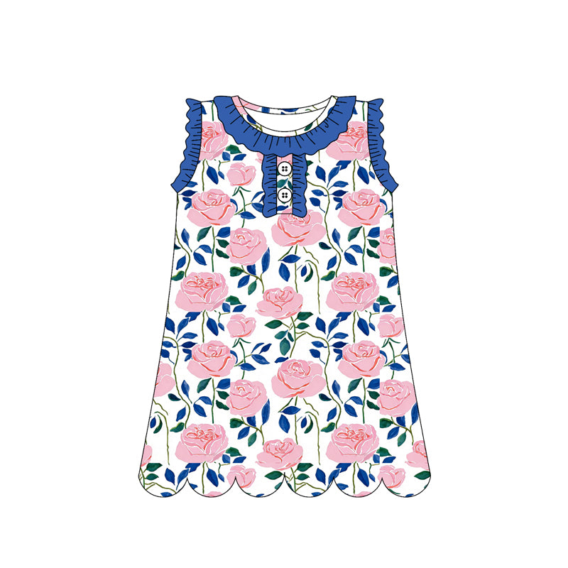 preorder GSD3920 Pink Flowers Sleeveless Girls Dress