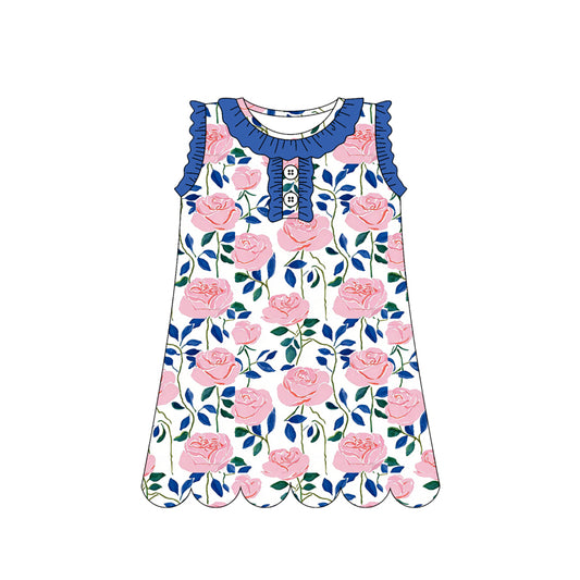 preorder GSD3920 Pink Flowers Sleeveless Girls Dress