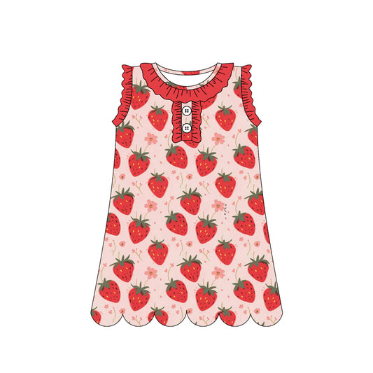 preorder GSD3921 Strawberry Pink Flowers Sleeveless Girls Dress