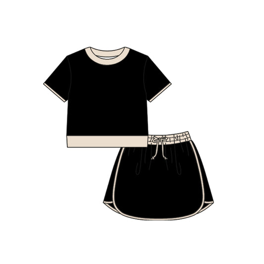 preorder GSD3923 Black Short Sleeve Skorts Girls Set