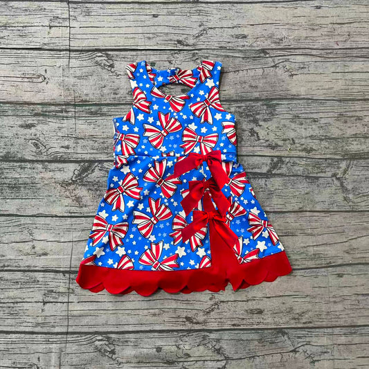 Preorder Samples GSD3925 July 4th Blue Red Bows Skorts Girls Dress