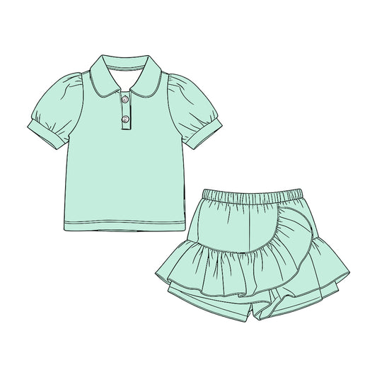preorder GSD3962 Mint Green Short Sleeve Skorts Girls Set