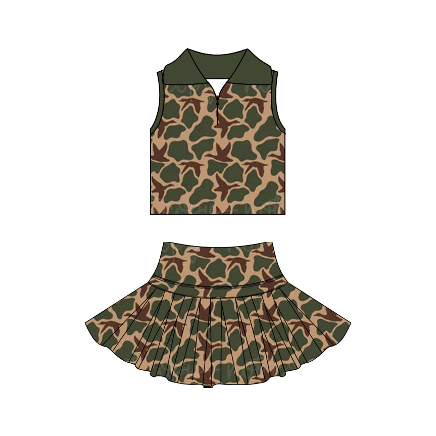 Preorder GSD3968 Yoga Mallard Duck Camo Sleeveless Skorts Girls Set