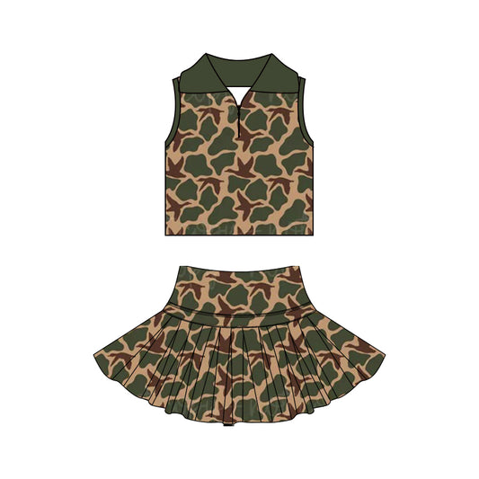 Preorder GSD3968 Yoga Mallard Duck Camo Sleeveless Skorts Girls Set