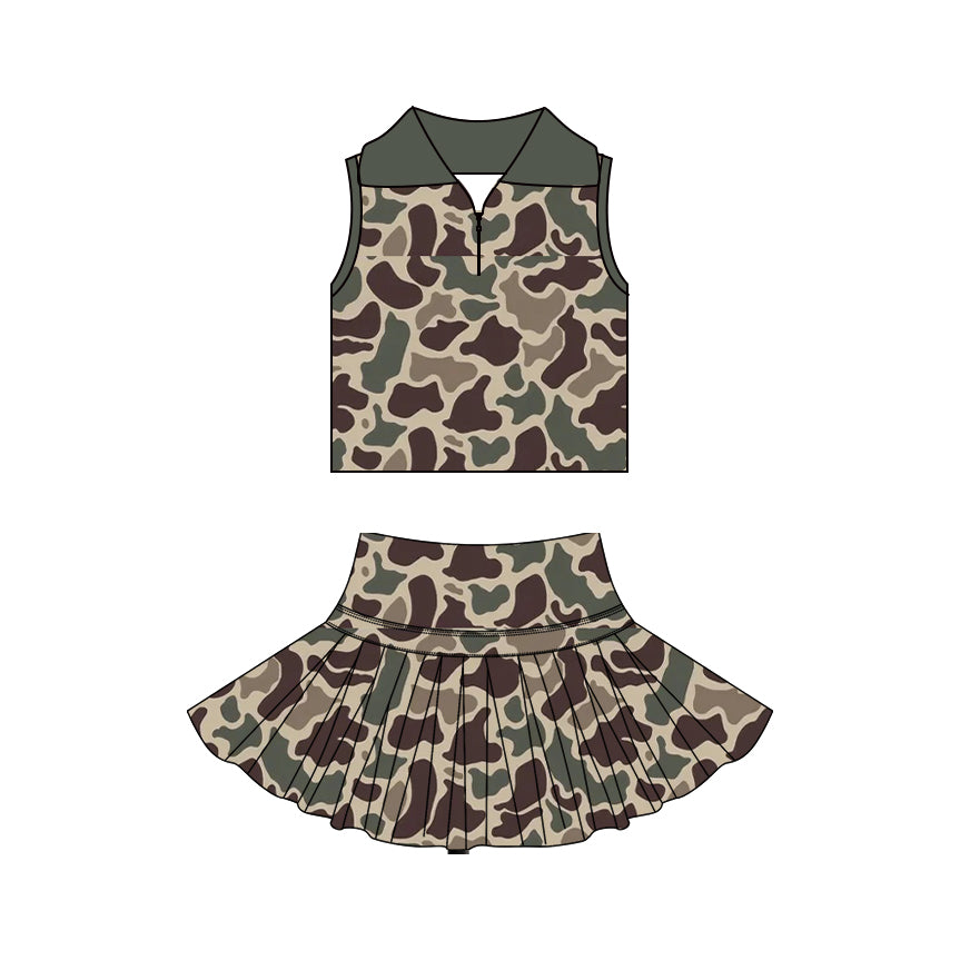 Preorder GSD3969 Yoga Camo Sleeveless Skorts Girls Set