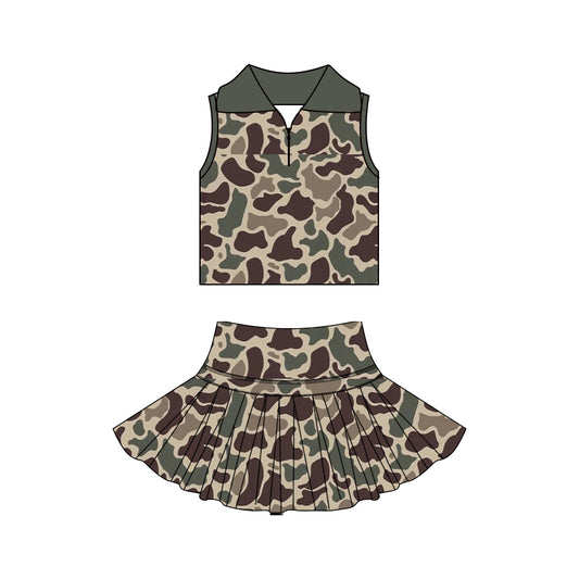 Preorder GSD3969 Yoga Camo Sleeveless Skorts Girls Set