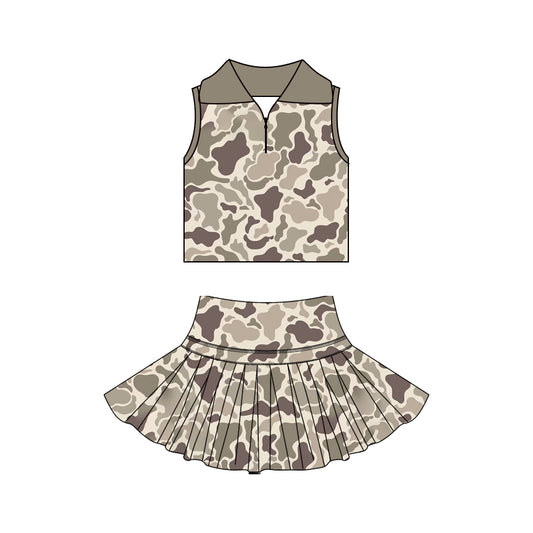 Preorder GSD3970 Yoga Camo Sleeveless Skorts Girls Set