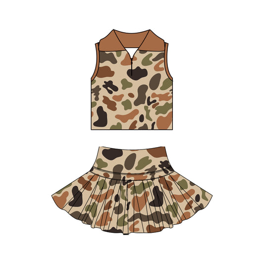 Preorder GSD3971 Yoga Camo Sleeveless Skorts Girls Set