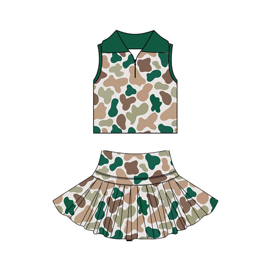 Preorder GSD3972 Yoga Camo Sleeveless Skorts Girls Set