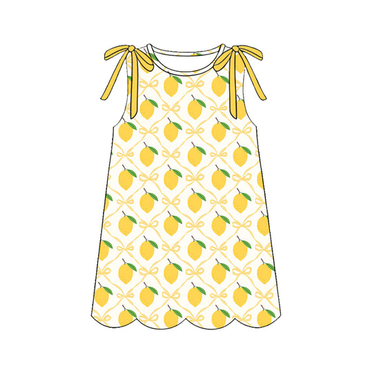 preorder GSD3973 Scallop Lemon Bows Sleeveless Girls Dress