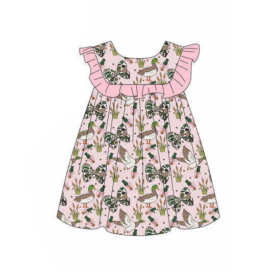 Preorder GSD4005 Mallard Duck Camo Bows Flutter Sleeve Girls Dress
