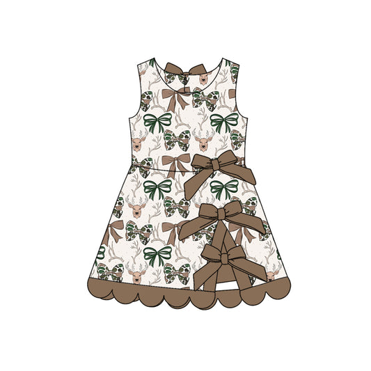 Preorder GSD4008 Yoga Camo Bows Deer Shorts Sleeveless Girls Dress