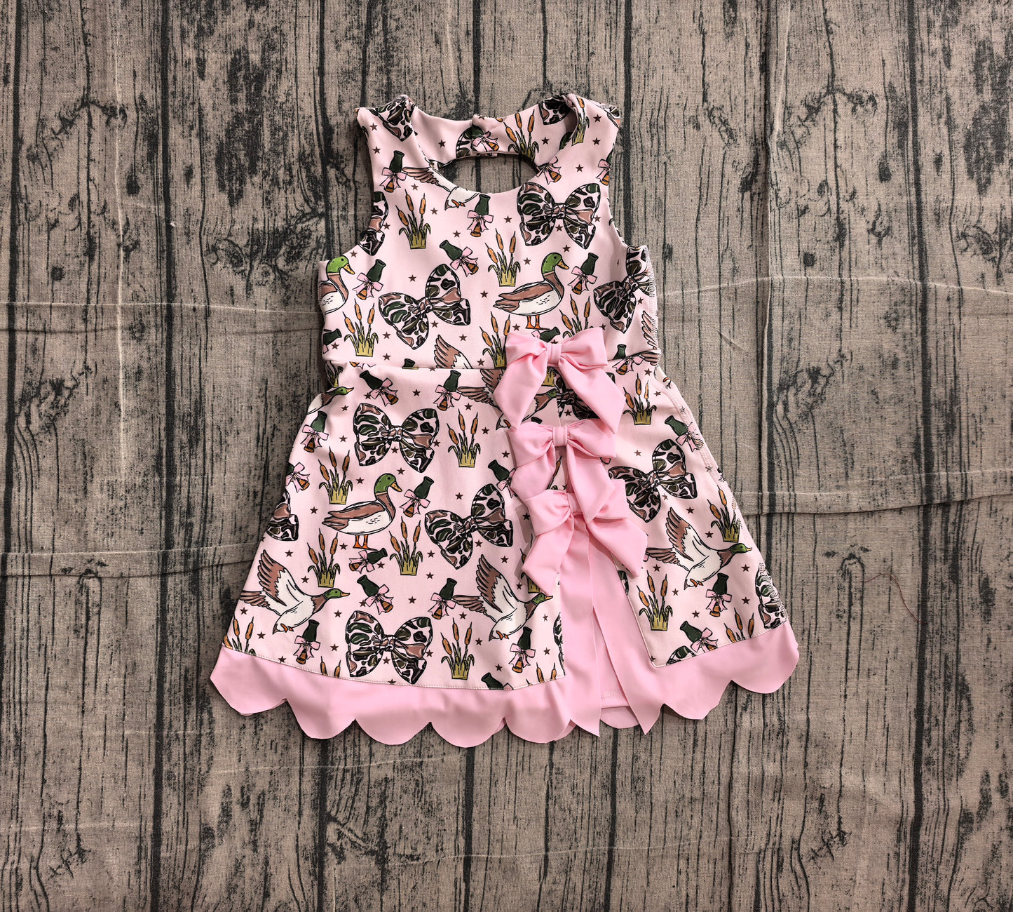 Preorder Samples GSD4009 Yoga Camo Bows Mallard Shorts Sleeveless Girls Dress