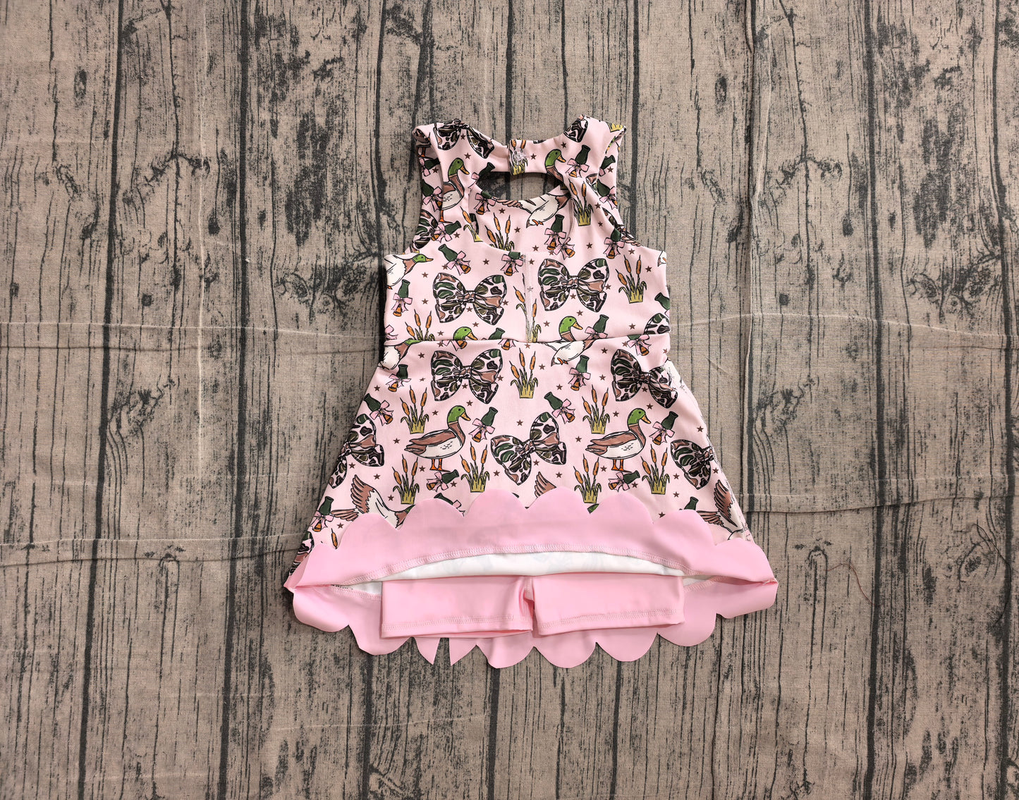 Preorder Samples GSD4009 Yoga Camo Bows Mallard Shorts Sleeveless Girls Dress