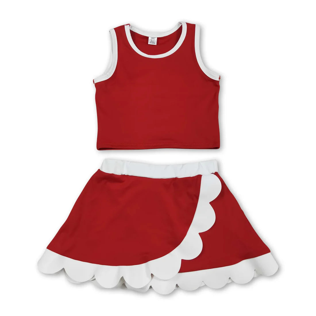 Solid Color Yoga Scallop Sleeveless Skorts Girls Set RTS Sibling Clothes