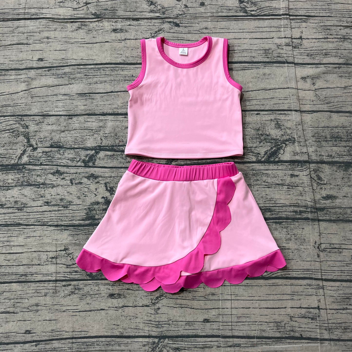 preorder Samples GSD4019 Yoga Pink Sleeveless Skorts Girls Set