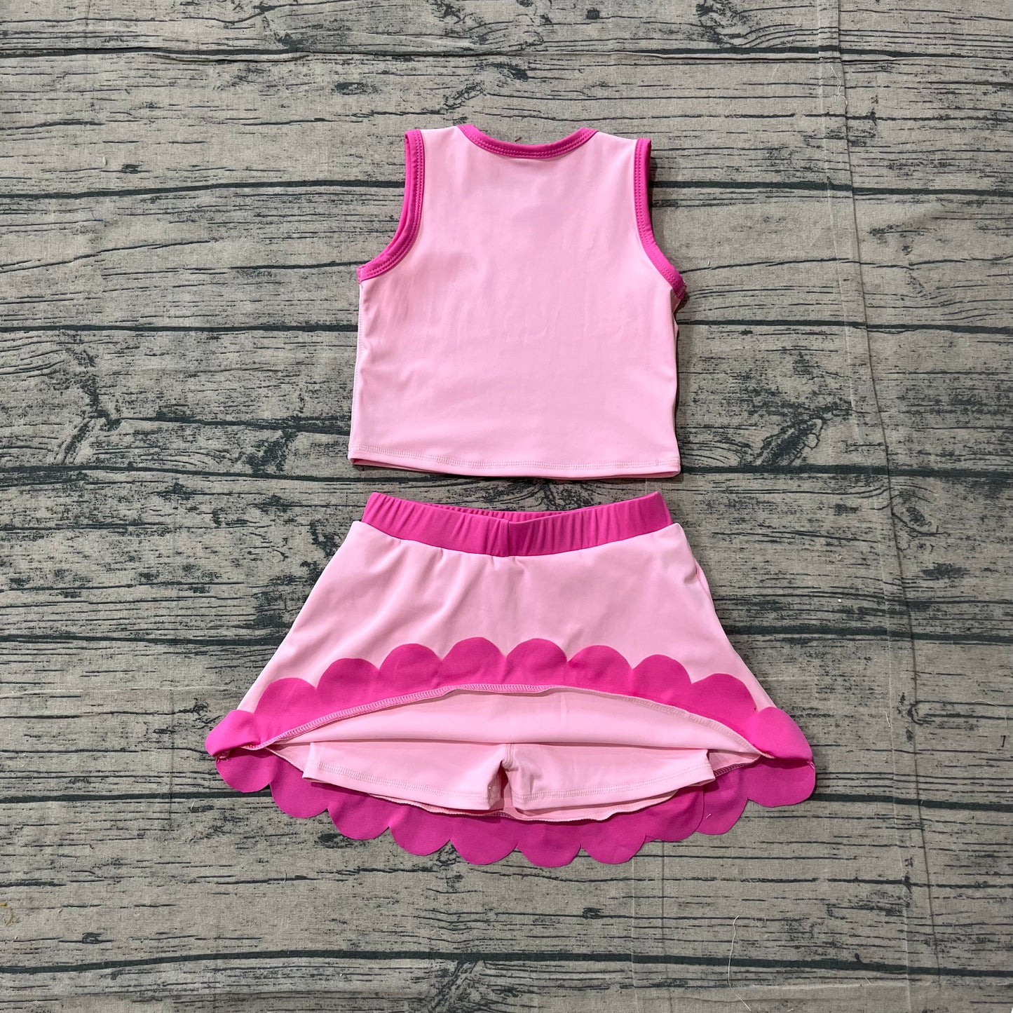 preorder Samples GSD4019 Yoga Pink Sleeveless Skorts Girls Set