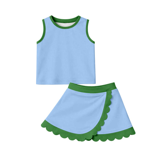 preorder GSD4021 Yoga Blue Sleeveless Skorts Girls Set