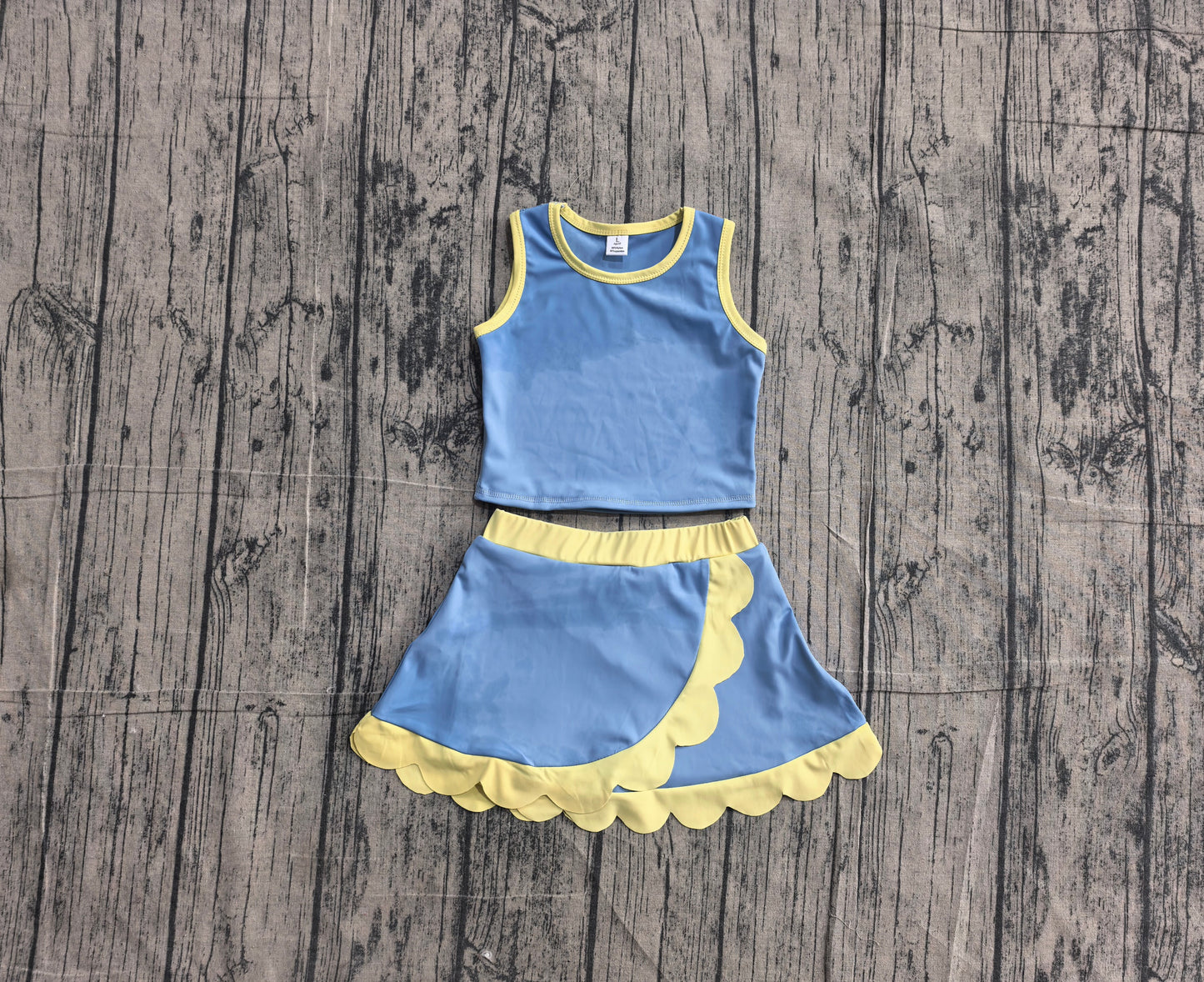 preorder Samples GSD4022 Yoga Blue Sleeveless Skorts Girls Set