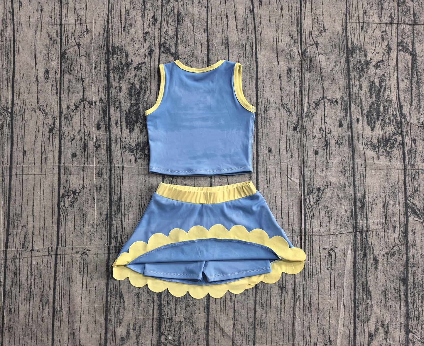 preorder Samples GSD4022 Yoga Blue Sleeveless Skorts Girls Set