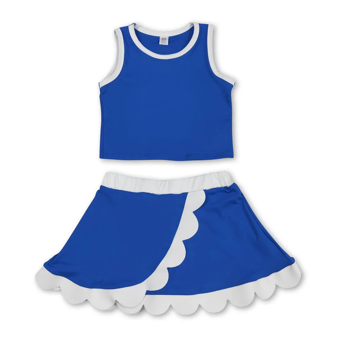 Solid Color Yoga Scallop Sleeveless Skorts Girls Set RTS Sibling Clothes