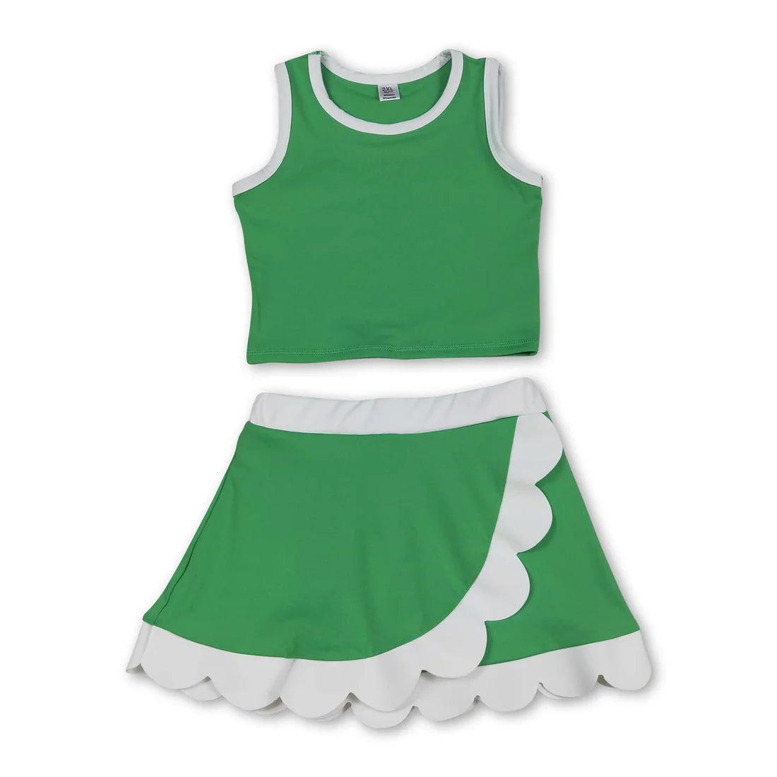 Solid Color Yoga Scallop Sleeveless Skorts Girls Set RTS Sibling Clothes
