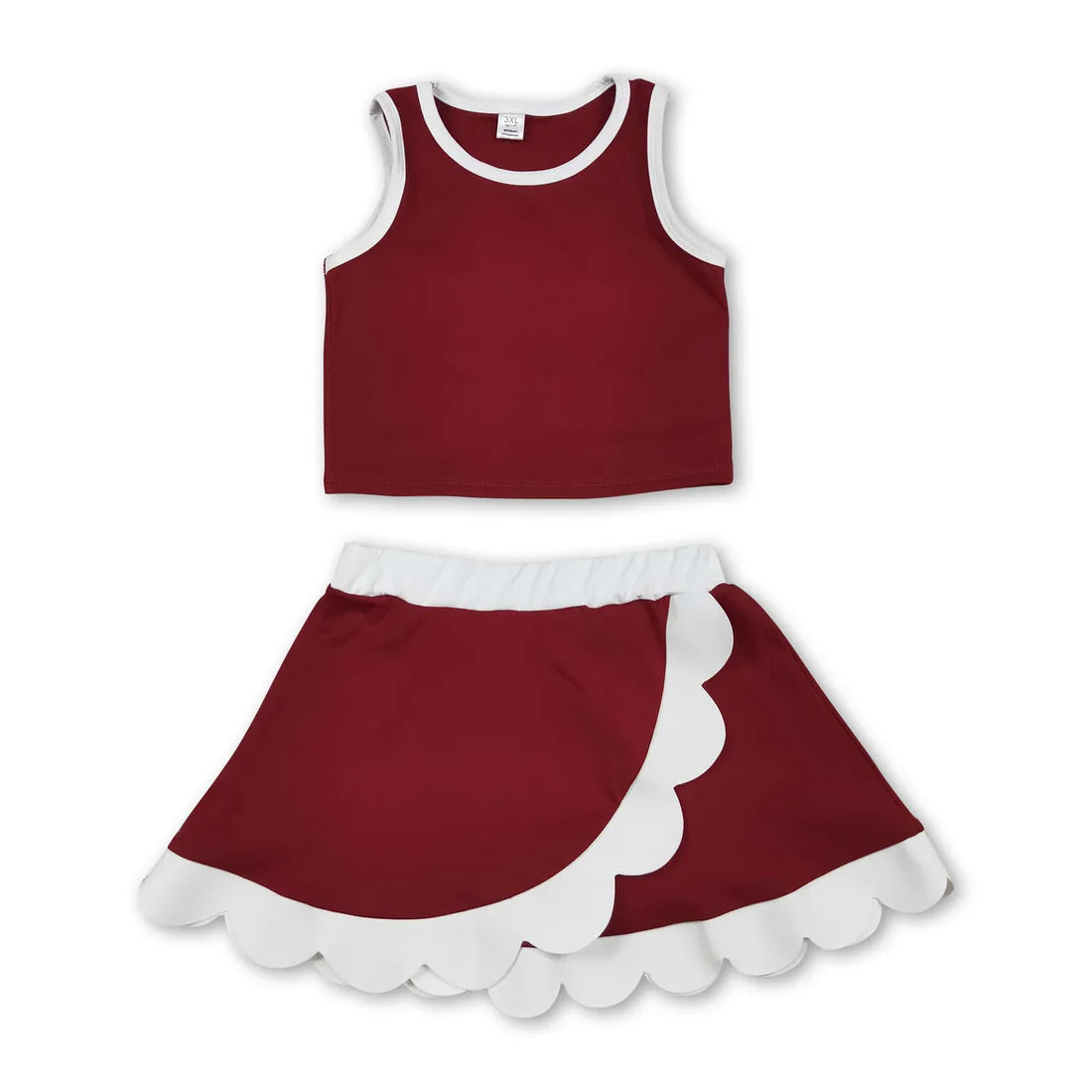 Solid Color Yoga Scallop Sleeveless Skorts Girls Set RTS Sibling Clothes