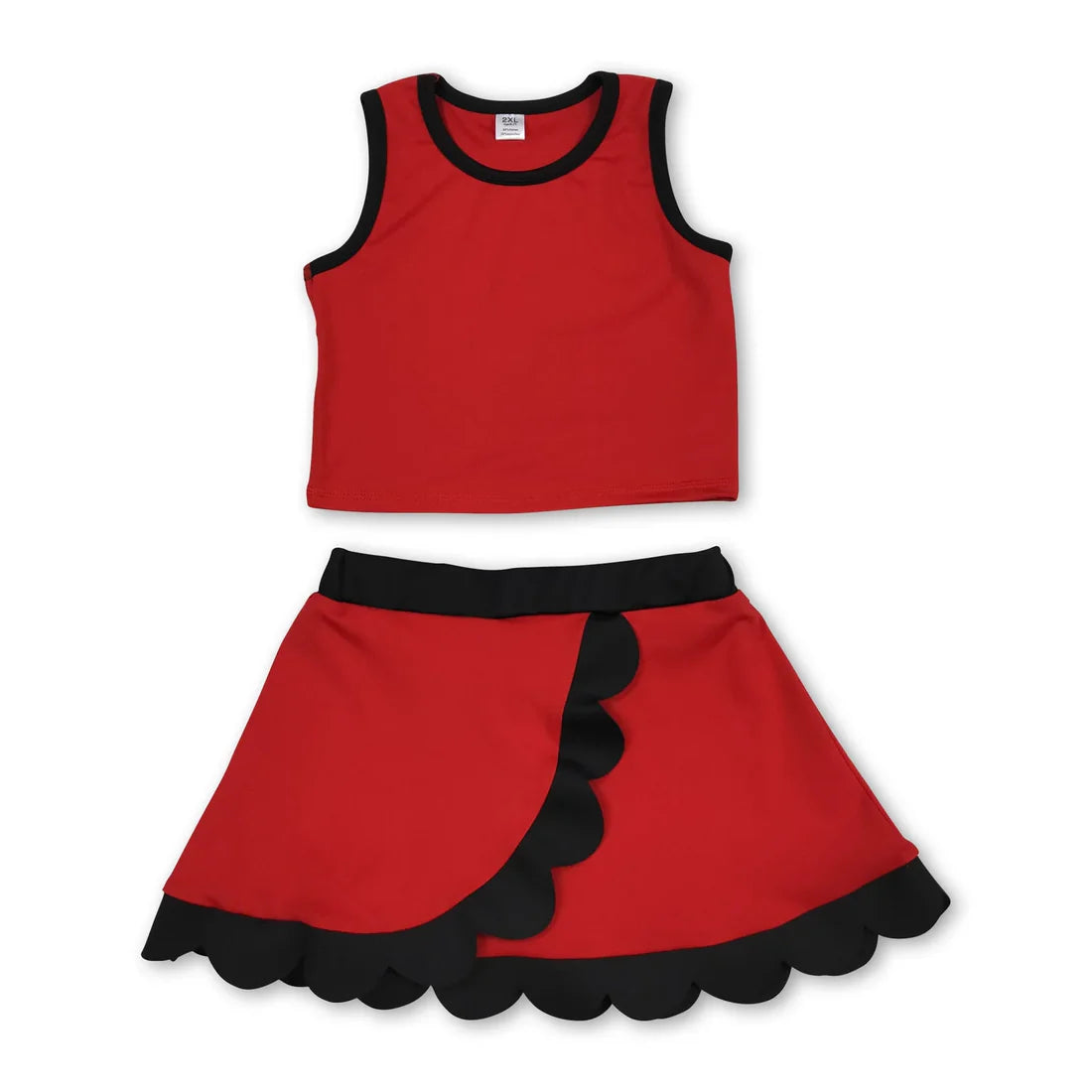 Solid Color Yoga Scallop Sleeveless Skorts Girls Set RTS Sibling Clothes